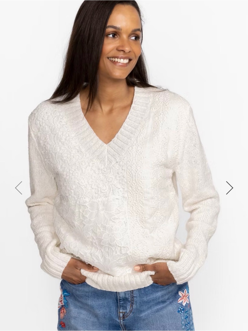 Johnny Was Women's Shona Lace Pullover Sweater Size Large